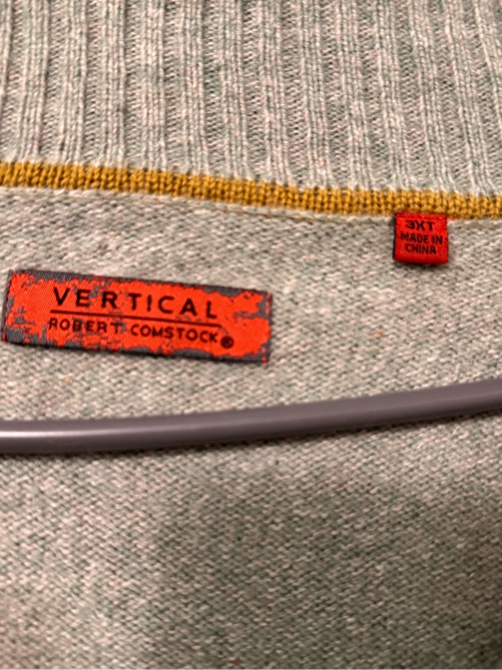 Vertical Robert Comstock 3XT Men's Heathered Sage Green Quarter Zip Sweater Tall - Picture 3 of 4
